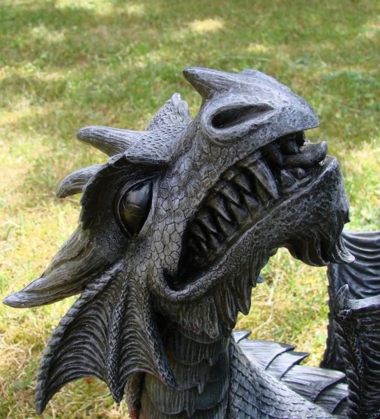 XXL Großer 3 teiliger Drache mit Kugel Dragon Figur Garten