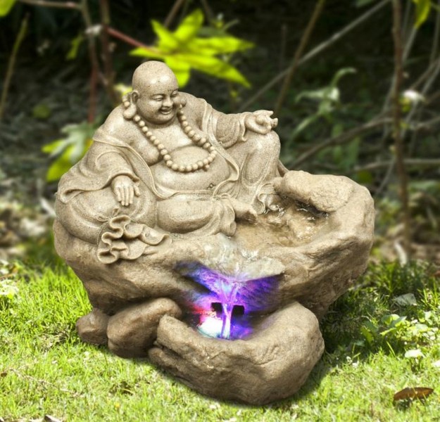 Toller Zimmerbrunnen Buddha mit Led Lampe Raumbelüfter Figur Garten 